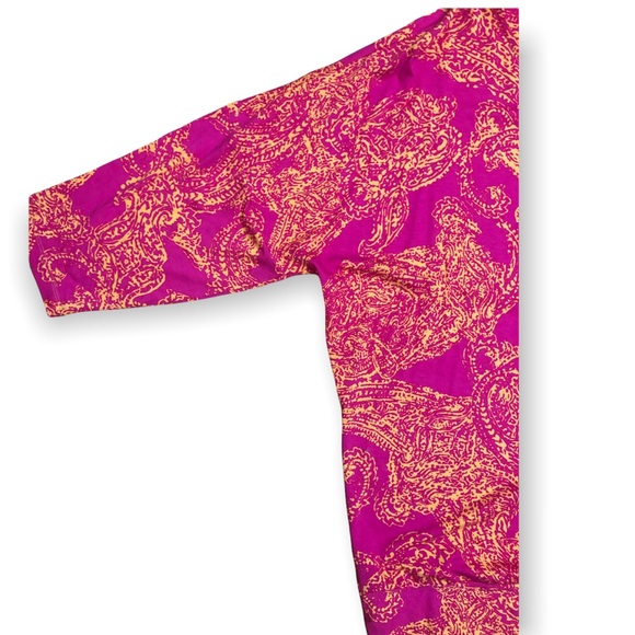 Chico’s Pink and Yellow Dolman Tie Waist Blouse - Picture 2 of 6